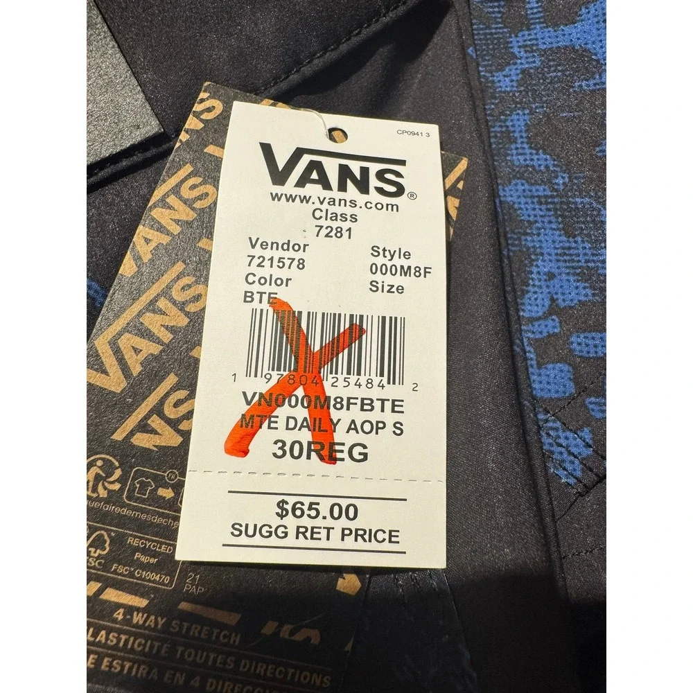 Vans MTE Daily Sideline Boardshorts Mens 30 Black Blue Tonal Checkerboard 19